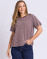 Foxwood Hutch Stripe Cotton Tee Chocolate/White | Women's Clothing | Gretel Lane