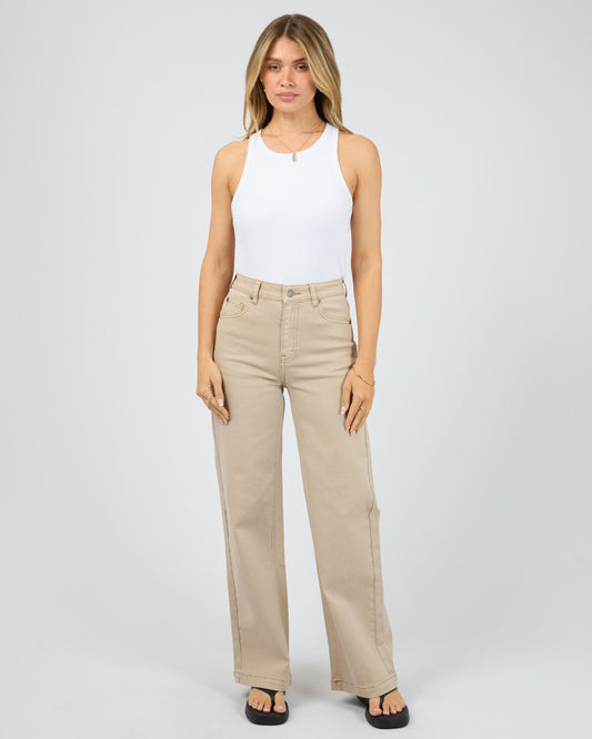 All About Eve Jacqui Wide Leg Denim Jean in Beige | Women's Clothing | Gretel Lane