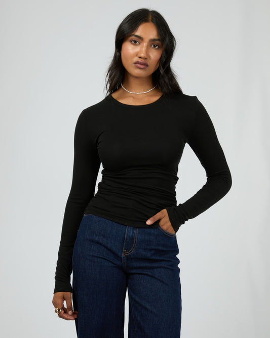 Kylie Long Sleeve Top (Black)