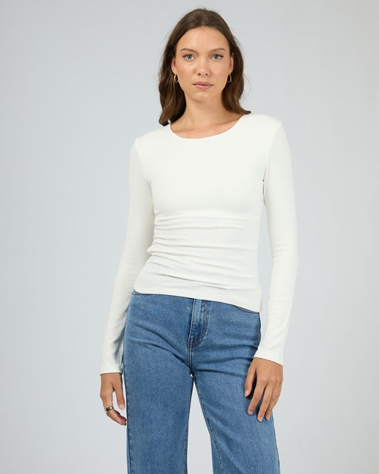 Kylie Long Sleeve Top (Vintage White)