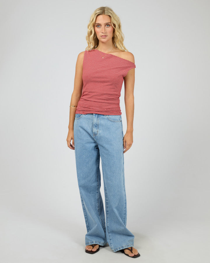 All About Eve Kylie Off Shoulder Stripe Top in Red | Women's Tops | Gretel Lane