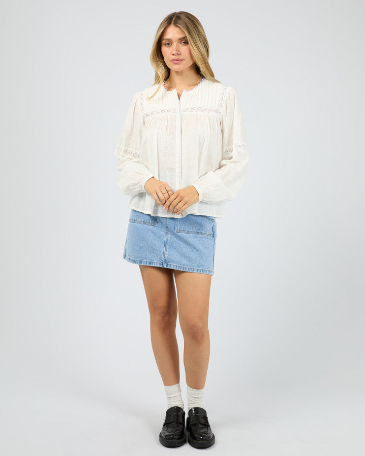 All About Eve Lark Lace Trim Shirt in Vintage White | Women's Clothing | Gretel Lane