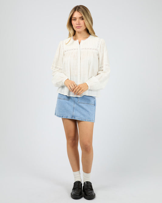 All About Eve Lark Lace Trim Shirt in Vintage White | Women's Clothing | Gretel Lane
