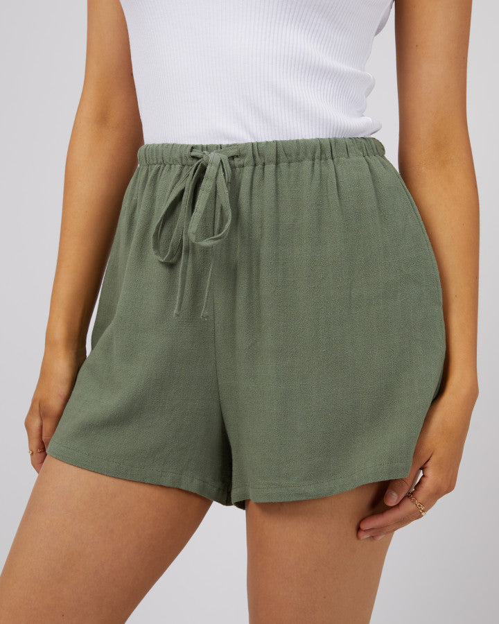 Luxe Linen Mini Short (Khaki)