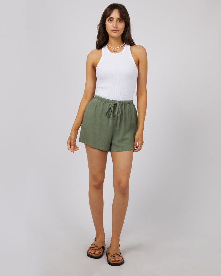 Luxe Linen Mini Short (Khaki)