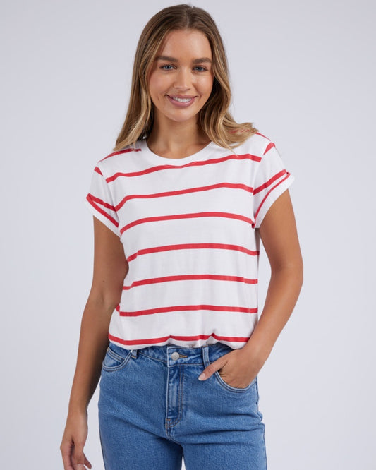 Manly Stripe Tee (White/Cayenne Stripe)