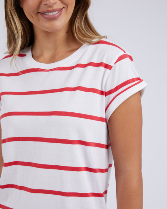 Manly Stripe Tee (White/Cayenne Stripe)