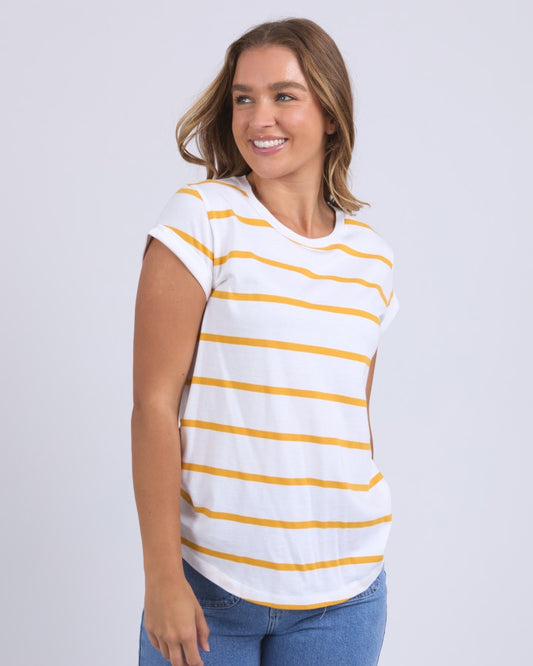 Manly Stripe Tee (White/Yellow Stripe)