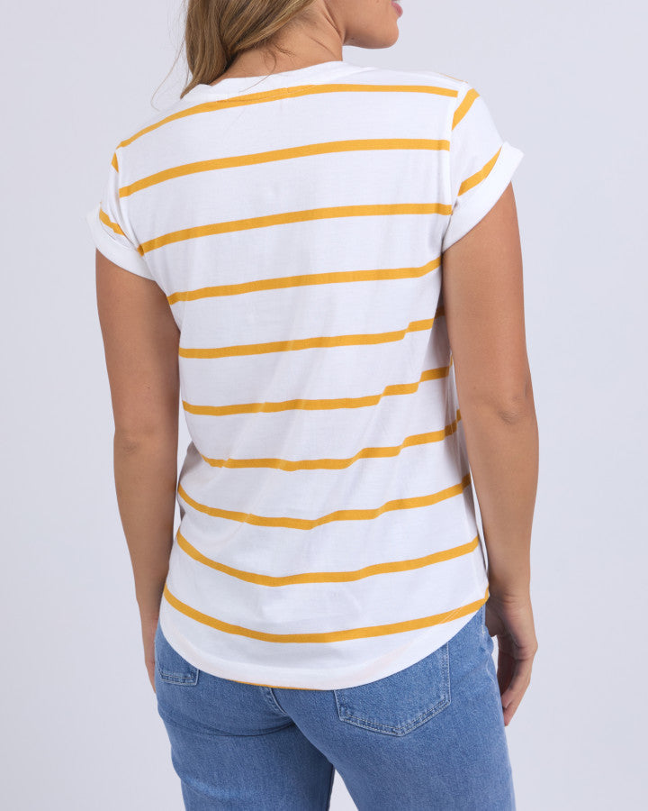 Manly Stripe Tee (White/Yellow Stripe)