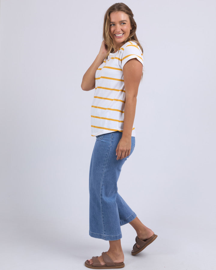 Manly Stripe Tee (White/Yellow Stripe)