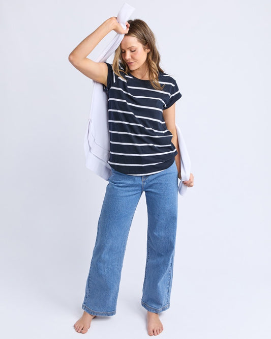 Manly Stripe Tee (Navy/White Stripe)
