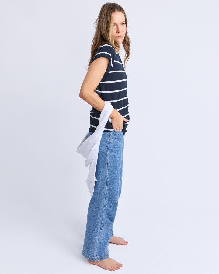 Manly Stripe Tee (Navy/White Stripe)