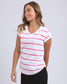 Manly Stripe Vee Tee (Hot Pink)
