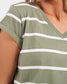 Foxwood Manly Stripe Vee Cotton Tee Sage/White Stripe | Women's T-Shirts | Gretel Lane
