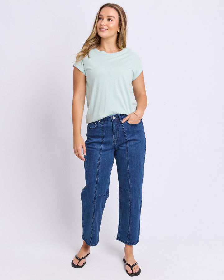Foxwood Manly Cotton Crew Neck Tee Subdued Mint | Women's T-Shirts | Gretel Lane