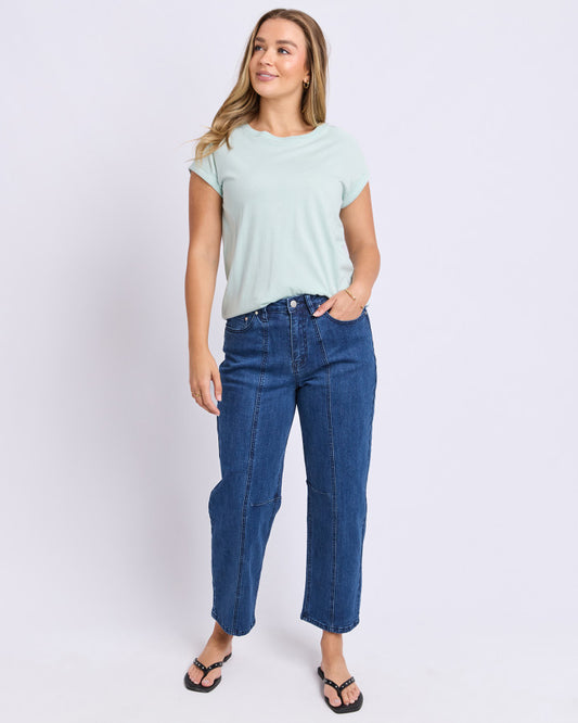 Foxwood Manly Cotton Crew Neck Tee Subdued Mint | Women's T-Shirts | Gretel Lane