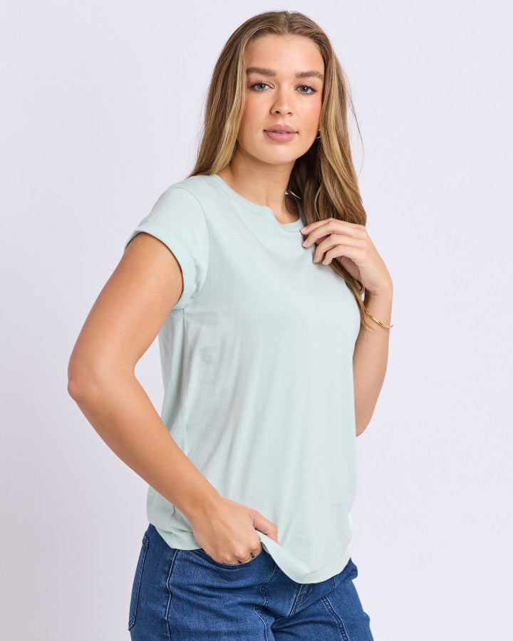 Foxwood Manly Cotton Crew Neck Tee Subdued Mint | Women's T-Shirts | Gretel Lane