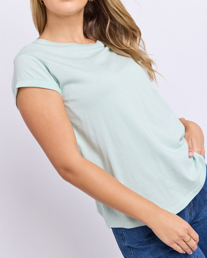 Foxwood Manly Cotton Crew Neck Tee Subdued Mint | Women's T-Shirts | Gretel Lane