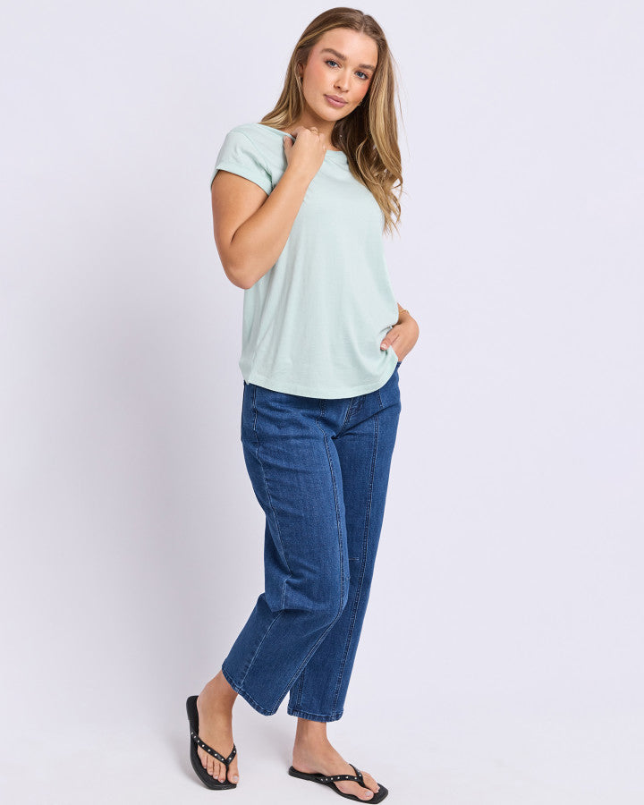 Foxwood Manly Cotton Crew Neck Tee Subdued Mint | Women's T-Shirts | Gretel Lane