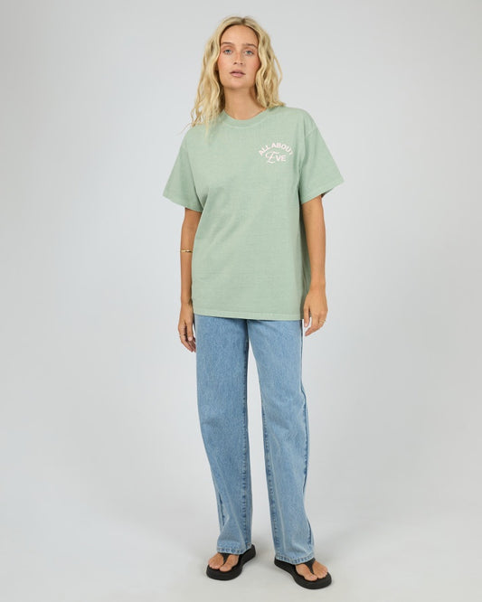 All About Eve Matcha Club Cotton Relaxed Graphic Tee Sage | Women's T-shirt | Gretel Lane