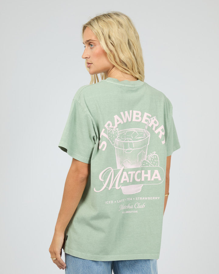All About Eve Matcha Club Cotton Relaxed Graphic Tee Sage | Women's T-shirt | Gretel Lane