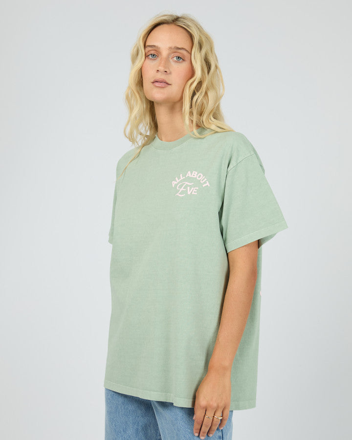 All About Eve Matcha Club Cotton Relaxed Graphic Tee Sage | Women's T-shirt | Gretel Lane