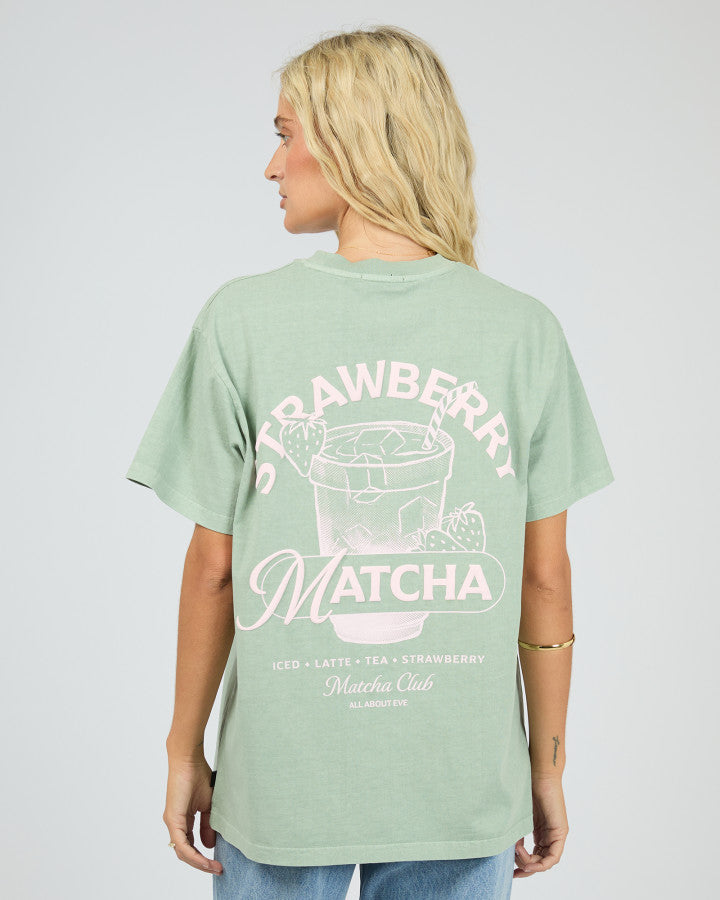 All About Eve Matcha Club Cotton Relaxed Graphic Tee Sage | Women's T-shirt | Gretel Lane