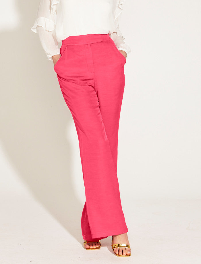 One and Only High Waisted Flared Pant (Hot Pink)