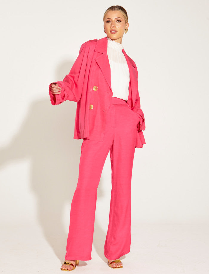 One and Only High Waisted Flared Pant (Hot Pink)