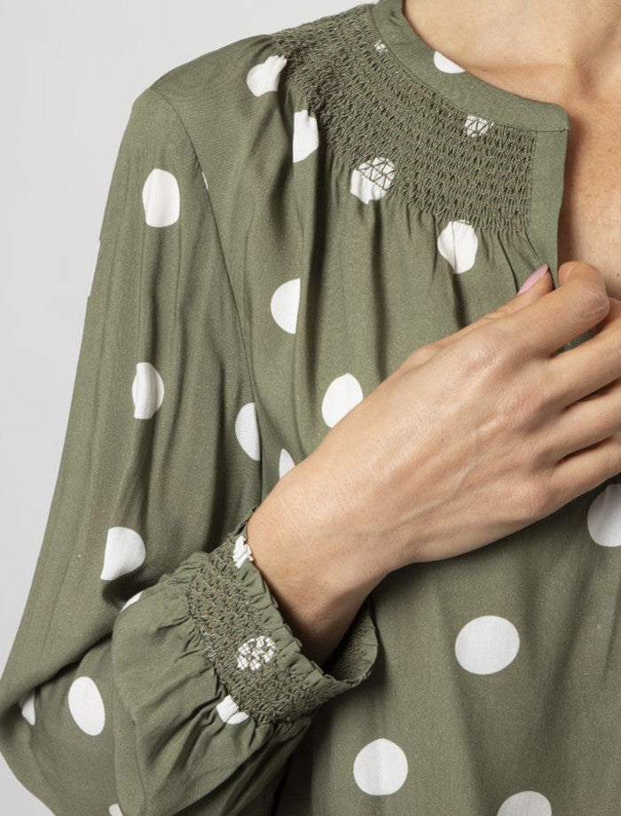 Polly Blouse (Olive Spot)