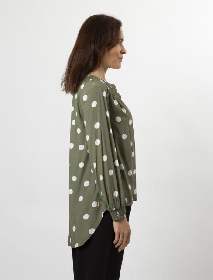 Polly Blouse (Olive Spot)