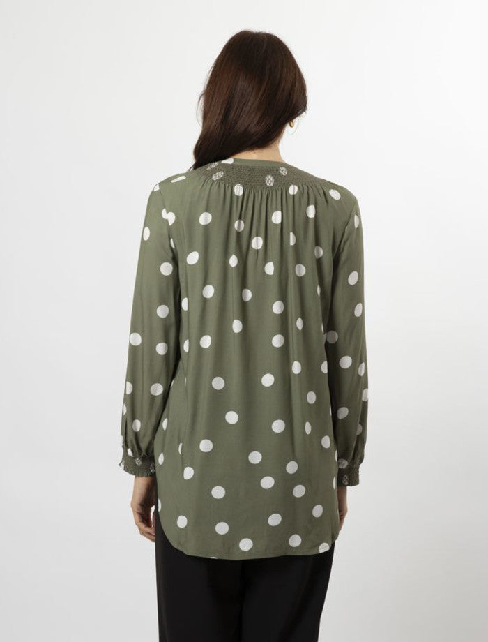 Polly Blouse (Olive Spot)