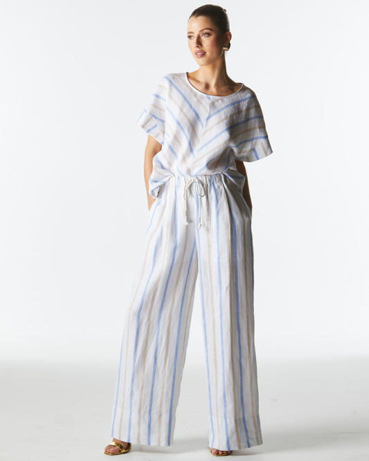 Poolside Wide Leg Pants (Stripe)