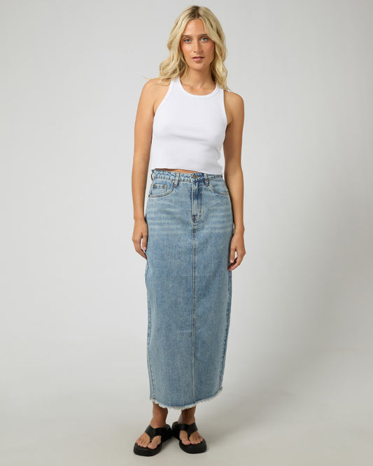 Ray Maxi Skirt in Light Denim | Gretel Lane