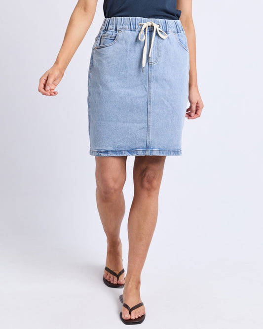 Foxwood Rio Stretch Denim Knee-length Skirt Blue | Women's Clothing | Gretel Lane