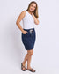 Rio Knee-length Stretch Denim Skirt Indigo
