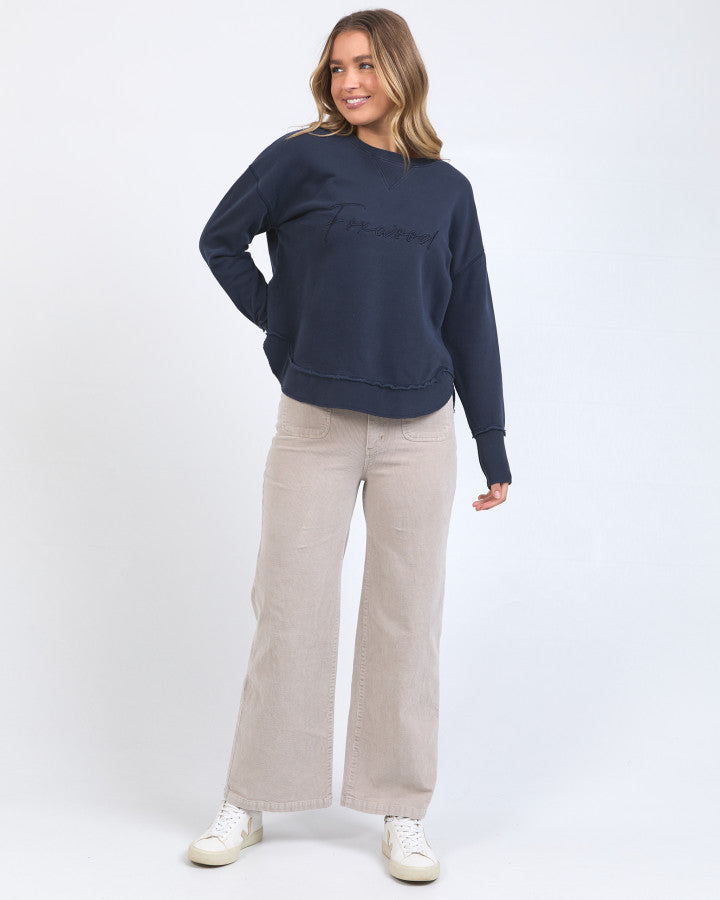 Foxwood Women's Navy Cotton Signature Crew Sweatshirt | Gretel Lane
