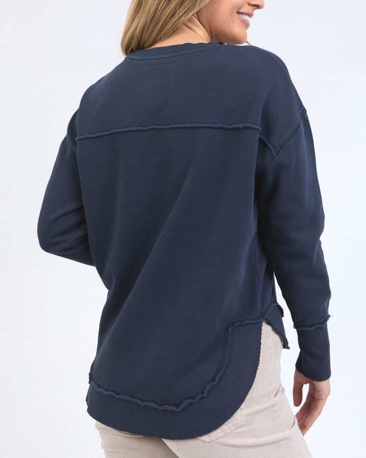 Foxwood Women's Navy Cotton Signature Crew Sweatshirt | Gretel Lane