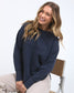 Foxwood Women's Navy Cotton Signature Crew Sweatshirt | Gretel Lane