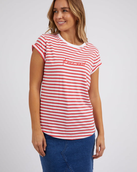 Signature Stripe Tee (Cayenne/White Stripe)
