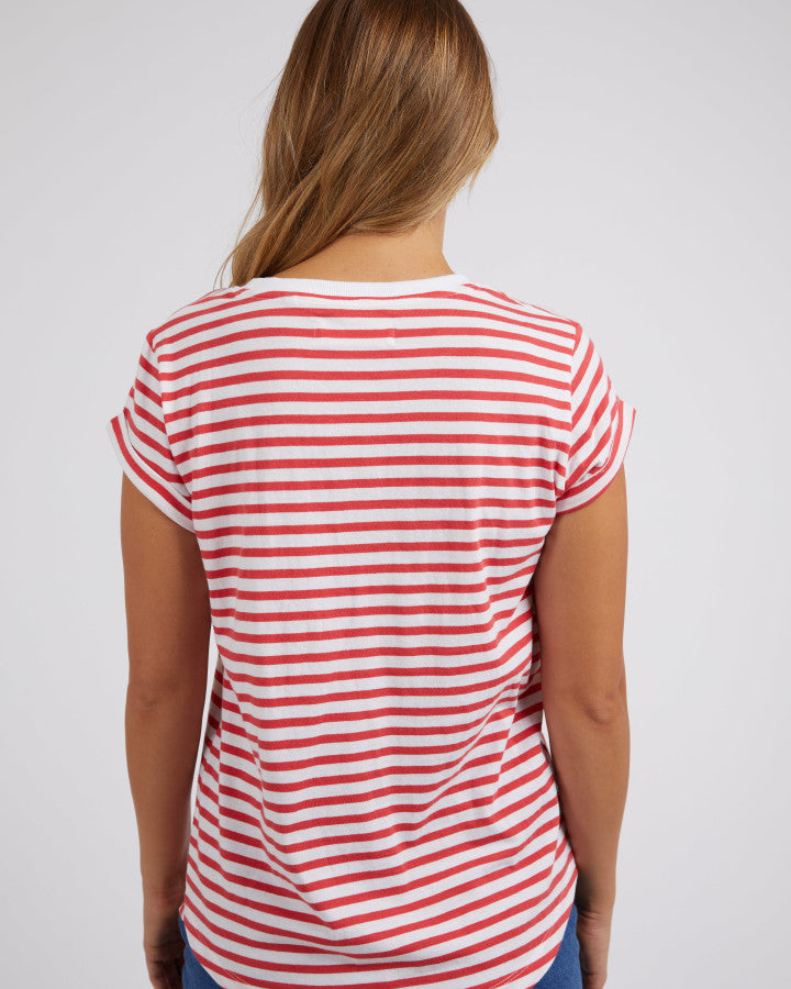 Signature Stripe Tee (Cayenne/White Stripe)