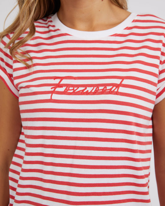 Signature Stripe Tee (Cayenne/White Stripe)