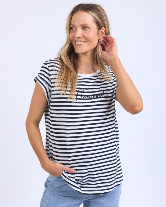 Signature Stripe Tee (Dark Sapphire/White Stripe)