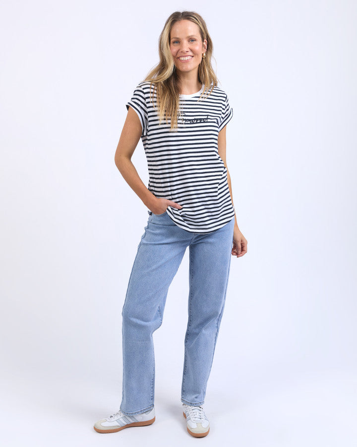 Signature Stripe Tee (Dark Sapphire/White Stripe)