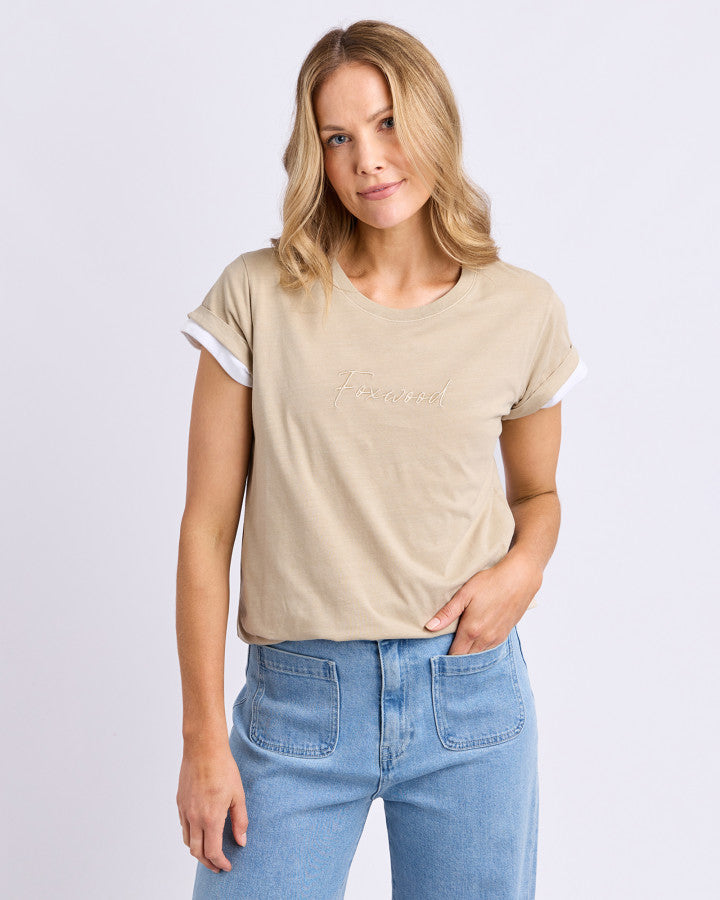Foxwood Signature Tee Oxford Oat | Women's Clothing | Gretel Lane