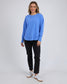 FOXWOOD Women's Blue Cotton Simplified Crew Jumper | Gretel Lane
