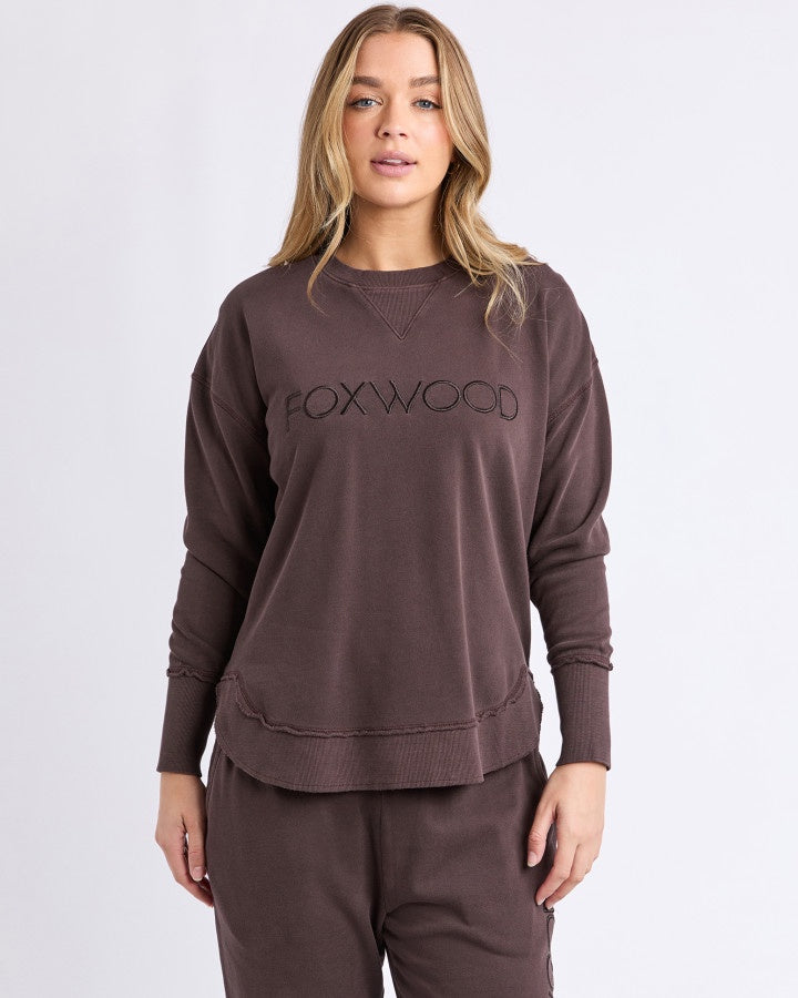 Foxwood Simplified Cotton Crew Sweatshirt in Coffee | Women's Clothing | Gretel Lane
