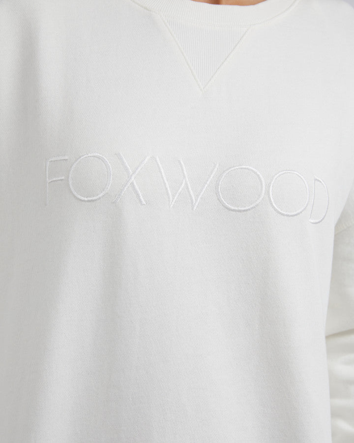 White Foxwood Simplified Crew Sweatshirt | Gretel Lane