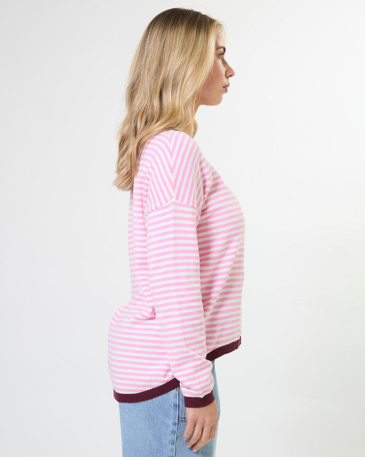 Stella + Gemma Street Pocket Knit Jumper in Strawberry Sangria Stripe | Women's Clothing | Gretel Lane