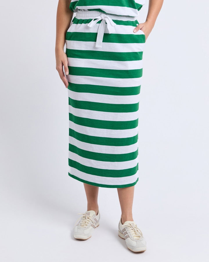 Tallow Skirt (White & Green Stripe)